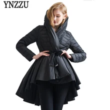 Новые зимние Для женщин пуховые куртки Брендовое Белый Черный Элегантный 90% куртка на гусином пуху Thickning с капюшоном и поясом Тонкий Для женщин верхняя одежда AO297