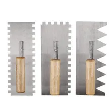 5 различных форм зуба лезвий из нержавеющей стали, с деревянной ручкой Штукатурная лопатка