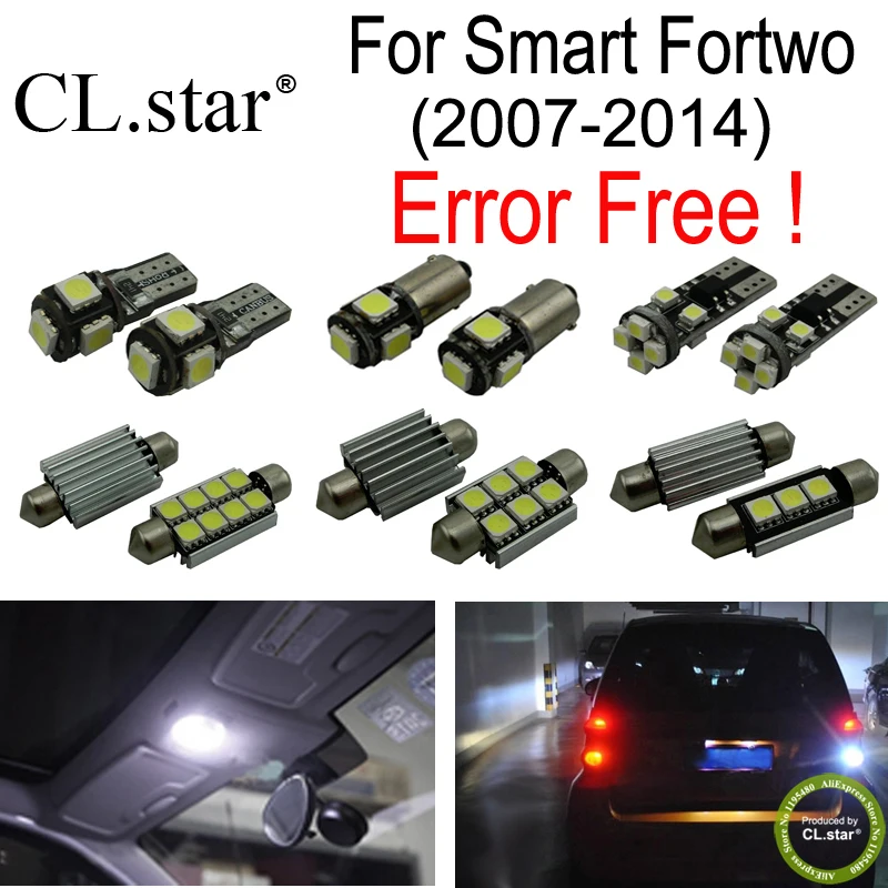 7pc X100 canbus Error free LED bulb Interior Light Kit Package for Smart Fortwo 2007 2014