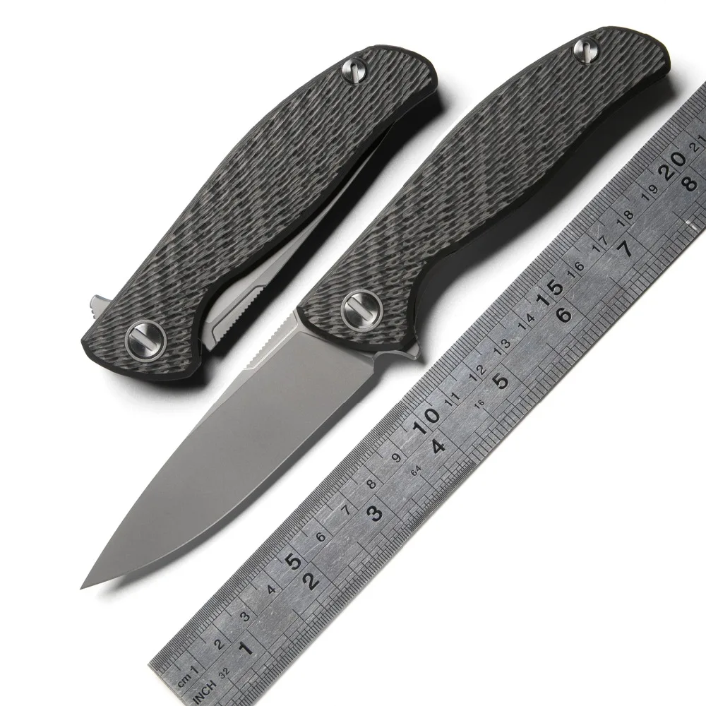 

Green thorn hati 95 Flipper folding knife D2 blade ball bearing carbon fibre camping hunting outdoor fruit Knives EDC tools