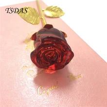 24K позолоченный розовый кристалл Красная роза цветок золото окунутая Роза для свадьбы подарок на день велентина