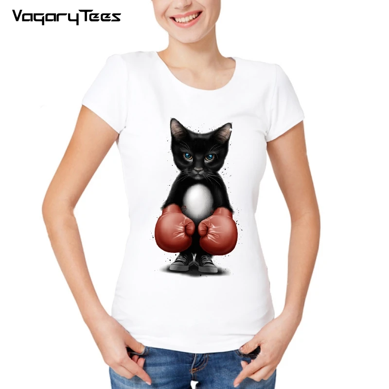 2019 уникальный Супер забавный кот чемпион боксерская футболка Для женщин короткий рукав Харадзюку дизайн топы летние хипстерские крутые