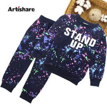 

Big Girls Sport Clothes Set Colorful Dot Sweatshirt + Pants Outfits For Girls Printed Teenage Kids Girls Clothes