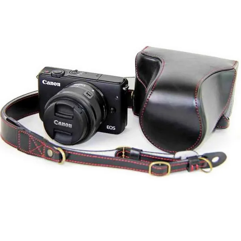 3 Color Retro Leather Camera Bag Hard Bag with Shoulder Strap for Canon