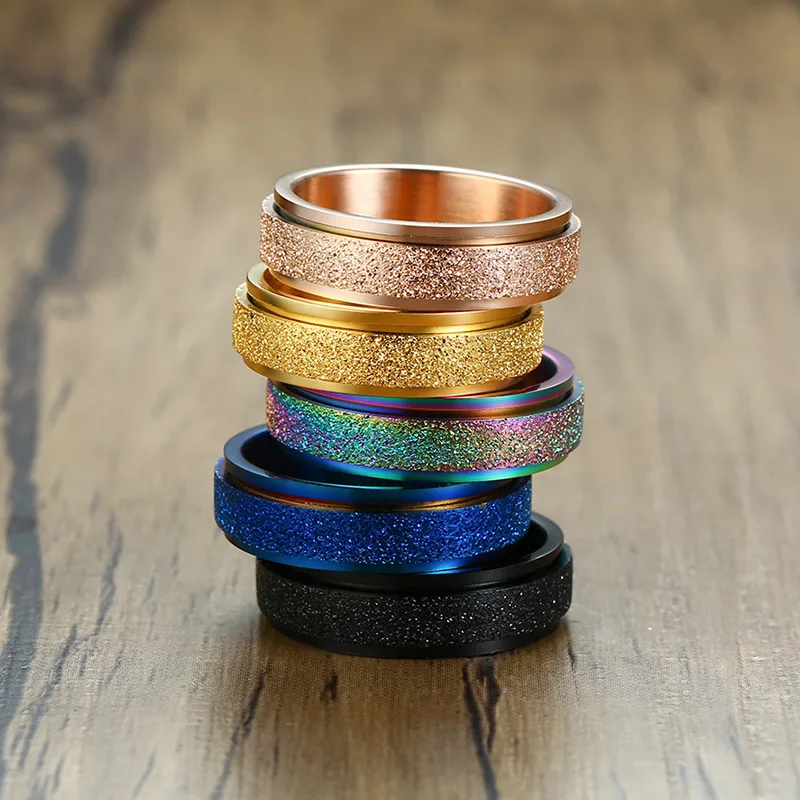 Skute, матовый Спиннер из нержавеющей стали, кольца для мужчин, обручальное кольцо для женщин, вращающееся матовое кольцо, мужское ювелирное изделие, 6 мм