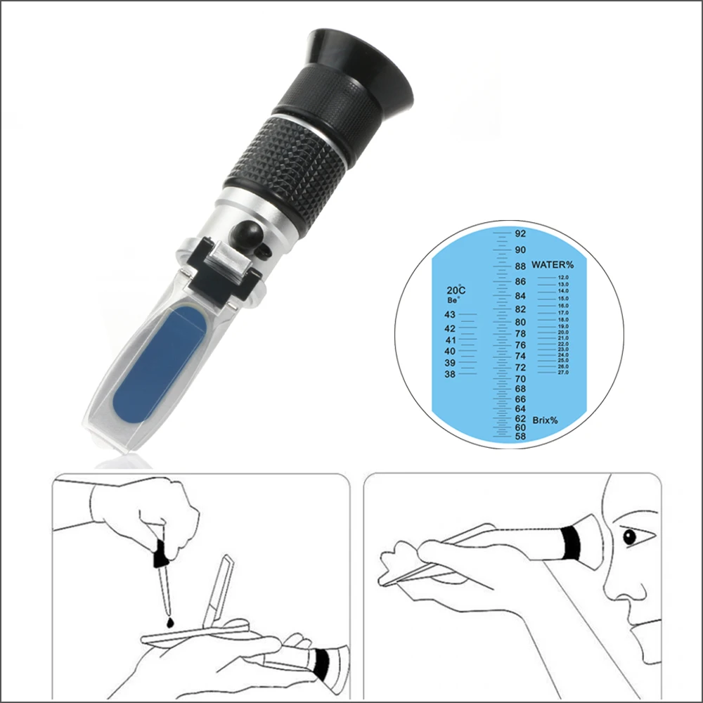 Réfractomètre miel Refractometre miel 58-90 % Brix 10-33 % eau Résolution 1  %