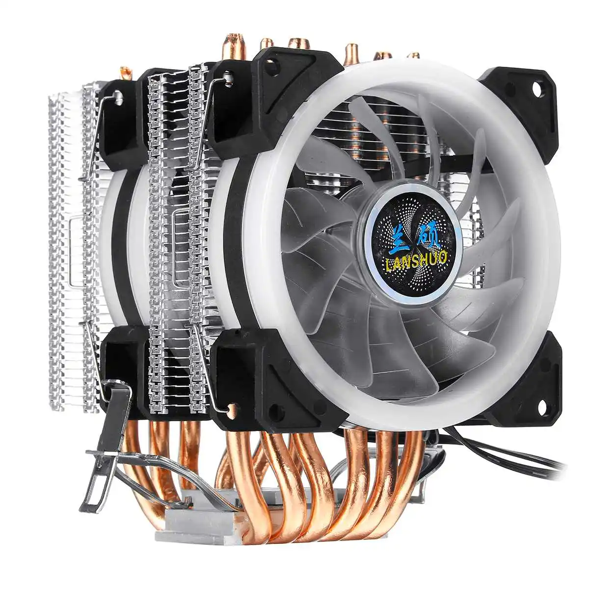 Процессор кулер вентилятор Радиатор охлаждения 6 Медь с тепловым стержнем heat pipe 3/4 Pin коробка передач с Вентилятор Кулер для Intel 775/1150/1151/1155/1156/1366 и AMD все платформы - Цвет лезвия: 3pin 2 fan