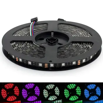

PCB Black 5M 5050 300 LED SMD non-Waterproof DC12V Flexible Light Strip 60Leds/M home bar Lorry Boat party decor-RGB