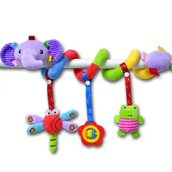 

Cute Cartoon Elephant Stroller Arch Rattles Hanging Plush Animals Style Bed Around for Baby Education Toy