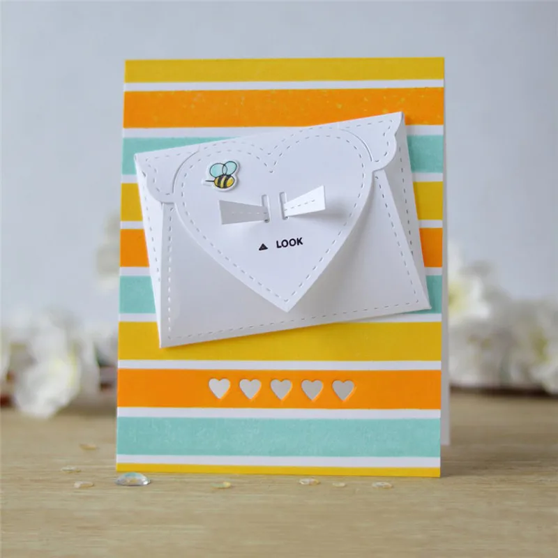 

Julyarts Envelope Love Heart Metal Cutting Dies Scrapbooking Note Die Cuts Card Making Valentine Crafts Dies Embossing Stencil
