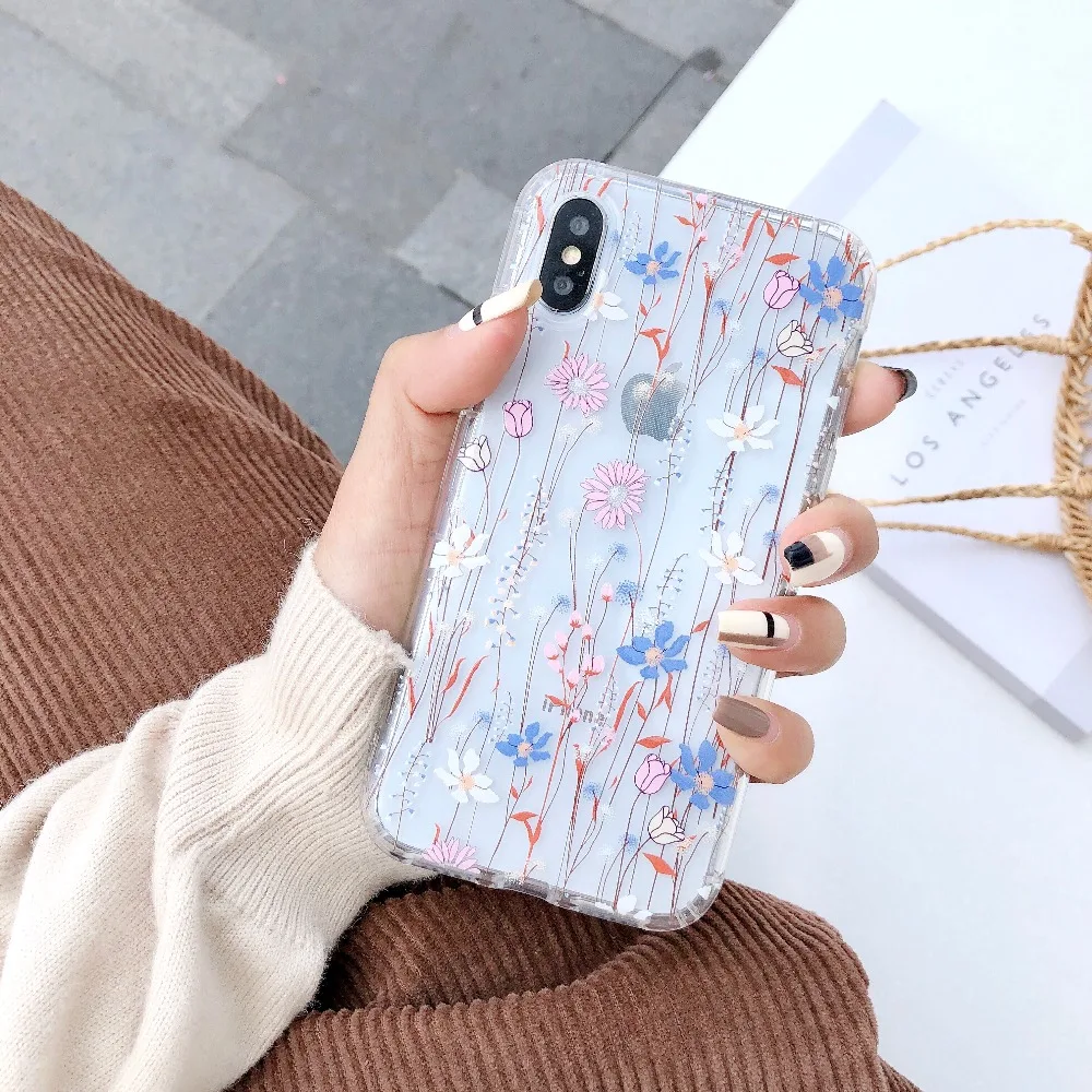 Для iPhone X XS MAX XR Мягкий силиконовый чехол для телефона с красным цветком iphone 7 6 6S 7Plus