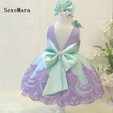 Настоящие фотографии, платье с круглым вырезом на день рождения для маленьких девочек фиолетовое рождественское платье принцессы с кружевом длиной выше колена вечерние платья с бантом