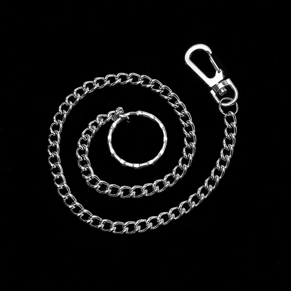 Новый мужской металлический 45 см длинный брелок для ключей Серебряная цепочка брюки-хипстер Jean Key Wallet ремень кольцо клип для мужчин хип хоп