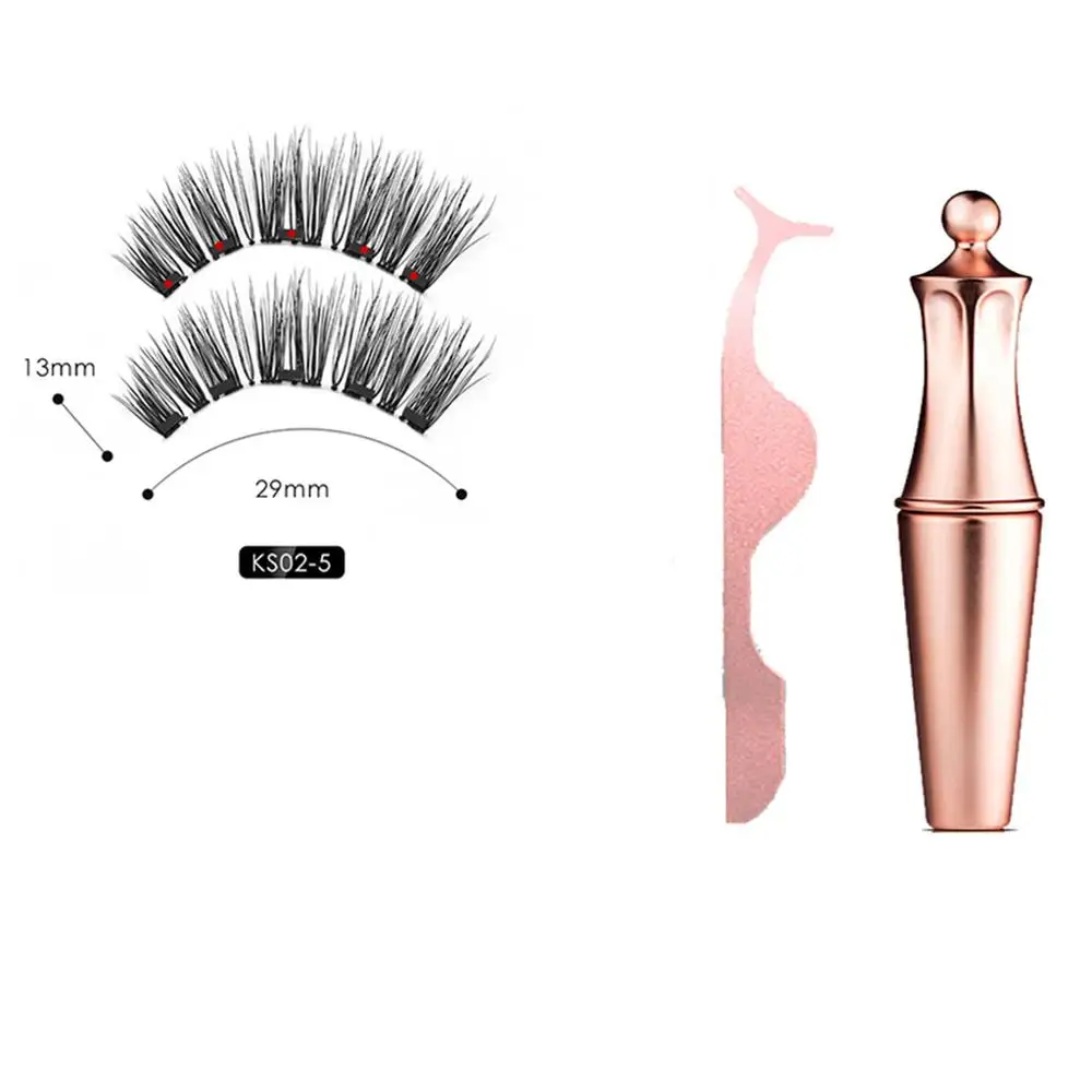 Магнитный жидкий подводка для глаз и 3D Набор накладных ресниц Набор инструментов для макияжа водонепроницаемый длительный легко носить магнитные ресницы - Цвет: KS02