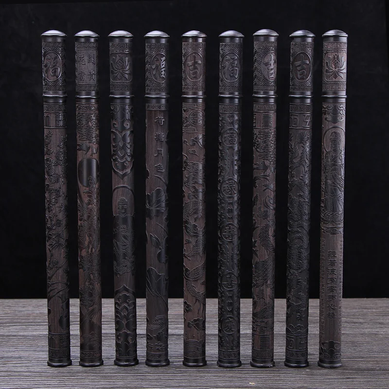 Ebony Embossed Sculpture Incense Tube Stick Incense Storage Bottle