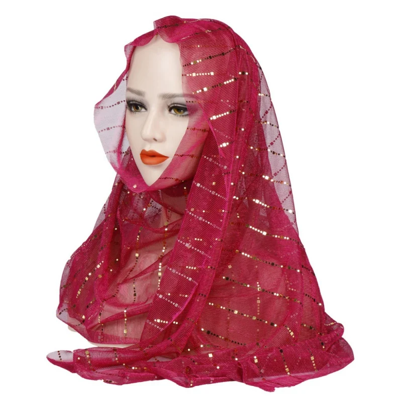 Женский мусульманский платок-хиджаб с блестками, шаль, исламский Свадебный сетчатый палантин в национальном стиле, шаль, шарфы