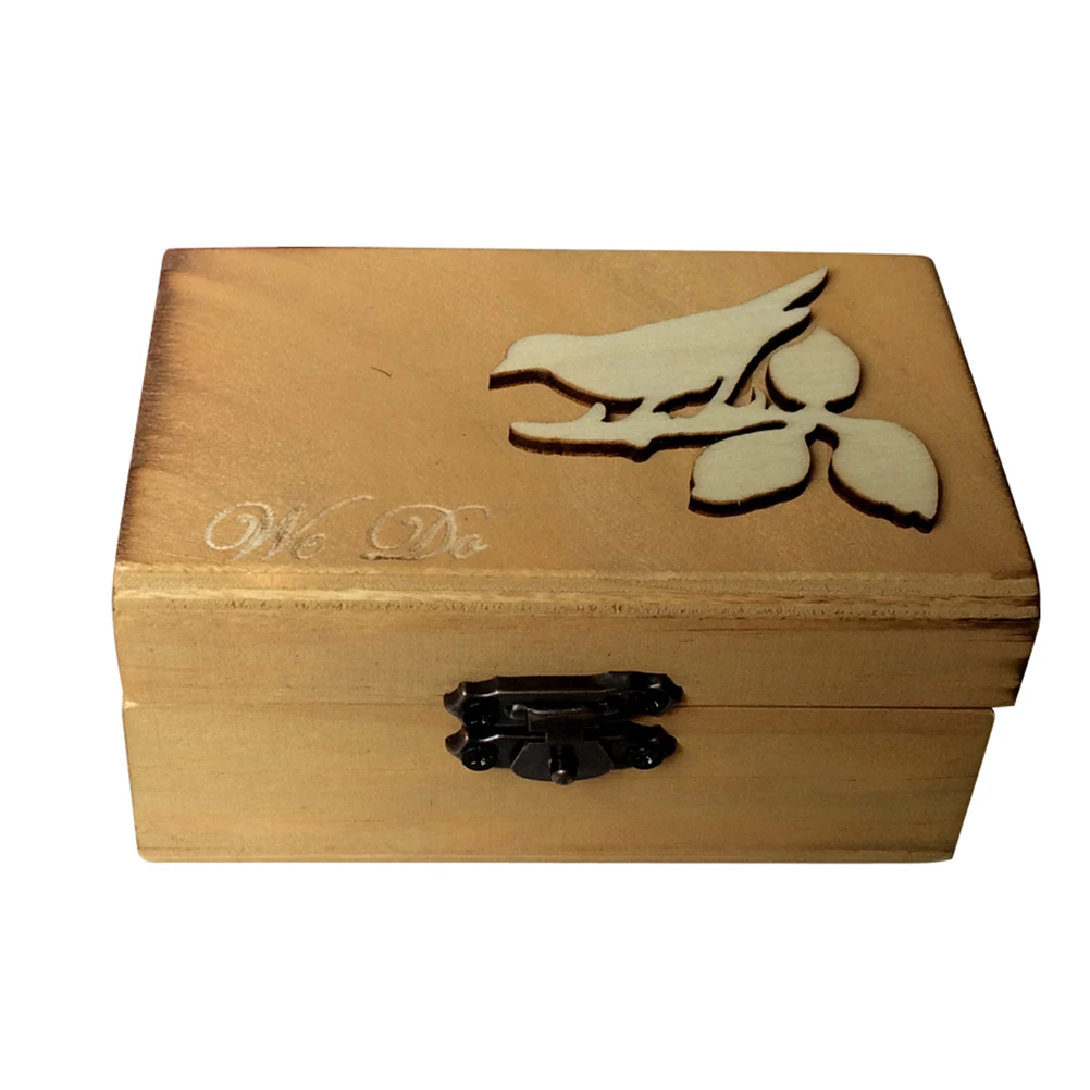 Bird Couple Mr Mrs Retro Wedding Ring Bearer Box Wood Display Jewelry Holder