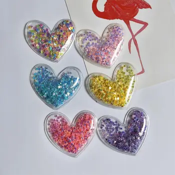 

30pcs/lot 5*4.5cm Heart Transparent Bling bling Star Flowing Patches Appliques for Children clip and DIY Hair Clip Accessories