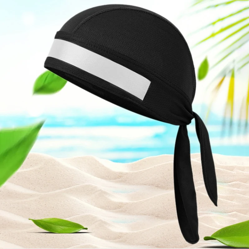 Quick Drying Cycling Cap Head Scarf Summer Men Running Riding Bandana Headscarf Pirate Hat Hood Reflective design Headband | Спорт и