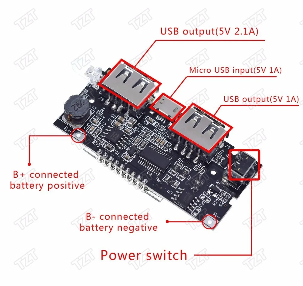 Двойной USB 5 в 1 а 18650 Мобильный Внешний аккумулятор зарядное устройство PCB модуль