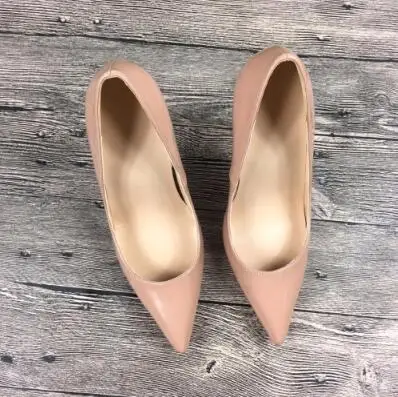 Brand Shoes Women Red High Heels 12 CM Women Wedding Shoes Black Nude High Heels - Color: Nude color  8cm