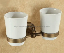 Special Price Antique Brass Bathroom Accessory Wall Mounted Toothbrush Holder with Two Ceramic Cups Nba088a Special Price Antique Brass Bathroom Accessory Wall Mounted Toothbrush Holder with Two Ceramic Cups Nba088a