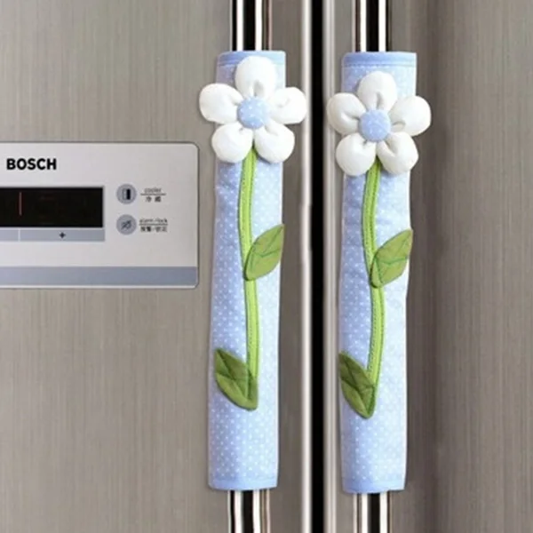 

2PCS Pastoral Flower Polka Dot Door/Refrigerator Handle Cover Fridge Door Handle Gloves Home Decor Kitchen Accessories