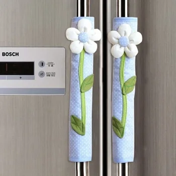 

2PCS Pastoral Flower Polka Dot Door/Refrigerator Handle Cover Fridge Door Handle Gloves Home Decor Kitchen Accessories