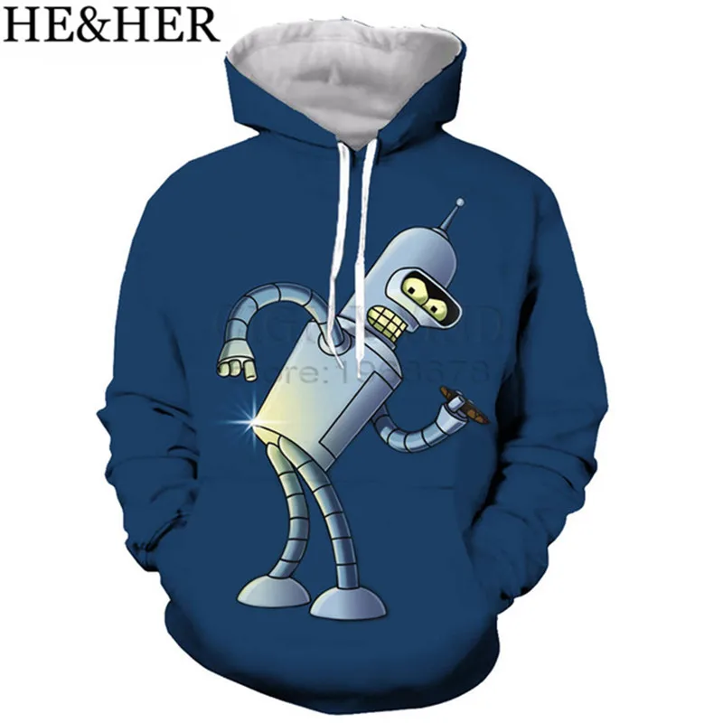 

Fashion Popular kiss Cartoon Futurama hoodie men/women 3D print hoodies sweatshirts casual Harajuku style streetwear tops