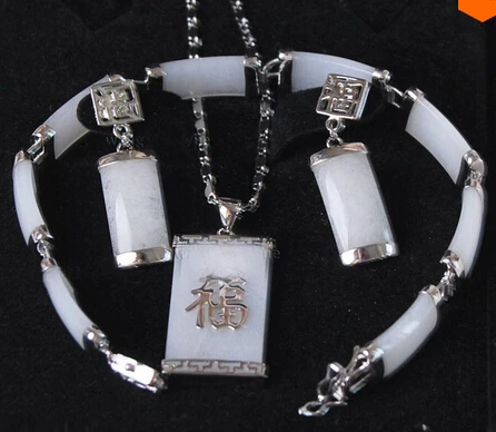 

925 Silver Silver White STONG pendant Errings Bracelet set For Women/lady>Lovely Women's Wedding Jewelry Pretty