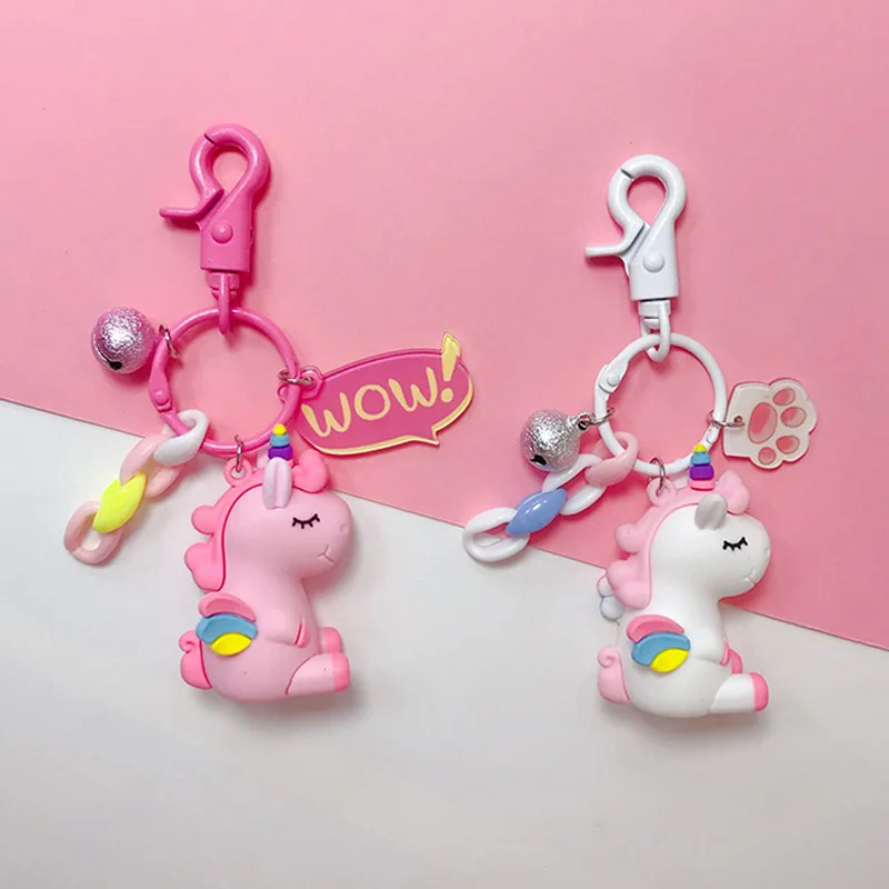 

Cute Unicorn Keychain Animal PVC Silicone Keyrings Women Bag Charm Key Chains Pendant High Quality Porte Clef Keyring Trinkets