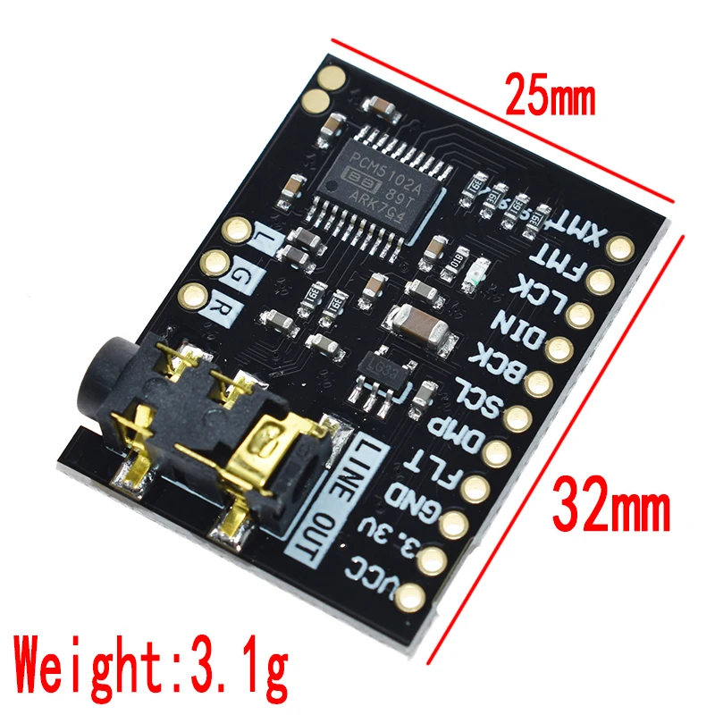 Для Raspberry Pi pHAT звуковая карта I2S интерфейс PCM5102 модуль DAC 24-битное звуковое воспроизведение с частотой доска с стерео Jack за ES9023 PCM1794