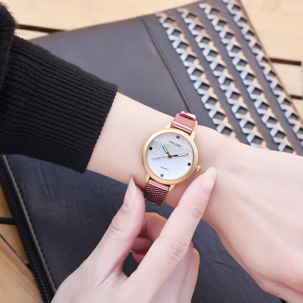 YOLAKO Luxuy/брендовые новые модные и повседневные женские часы Montre femme кварцевые