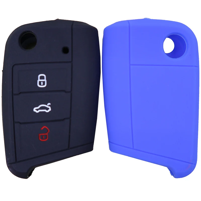 

Silicone rubber car key case cover for VW Golf 7 3 buttons floding key cover protect shell case flip remote keyless