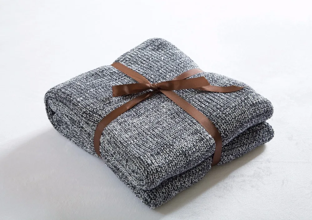 

Cotton Gray Knit Blanket for Bed/Home Sofa Cover Blankets Spring Winter Cobertor Plaid on the Sofa Bedspread Home Textile