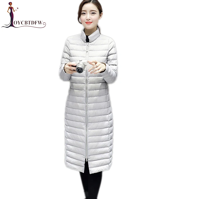 

Winter Women Down Jacket 2018 New Solid Color Medium Long Section Stand Collar High Quality Slim Warm Female Down Jacket Ll658