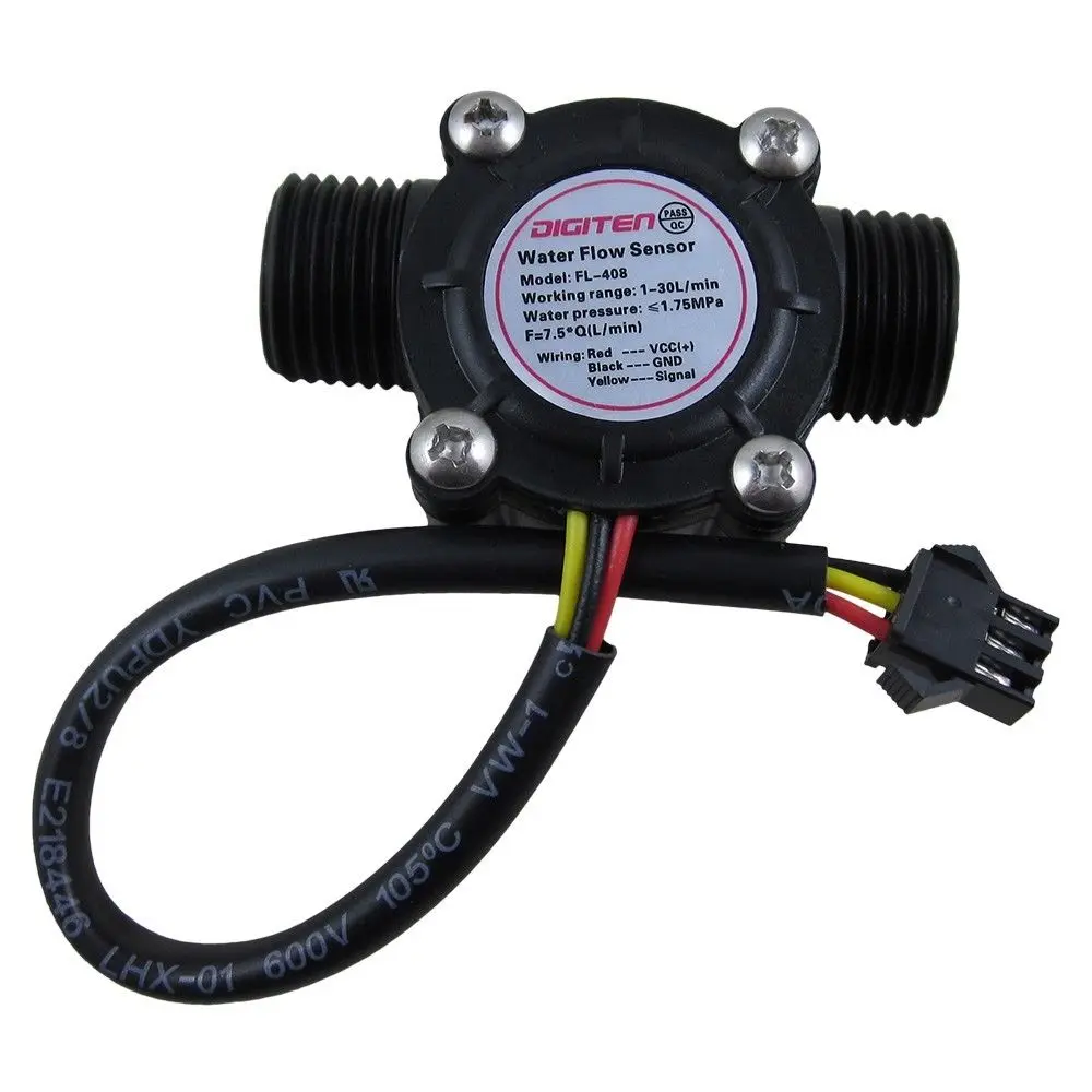 

G1/2" Water Flow Hall Sensor Switch Flow Meter Flowmeter Counter 1-30L/min