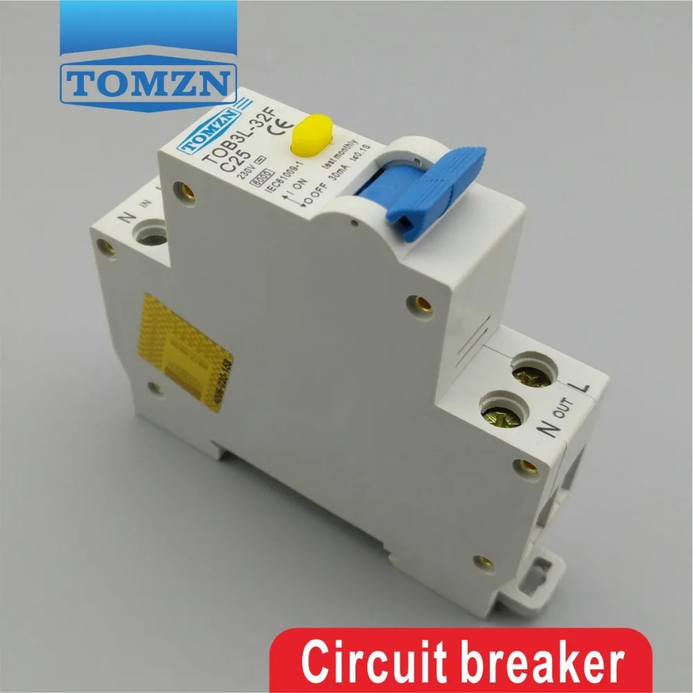 TOB3L-32F 18 мм RCBO 25A 1P+ N 6KA УЗО с защитой от перегрузки по току и утечки