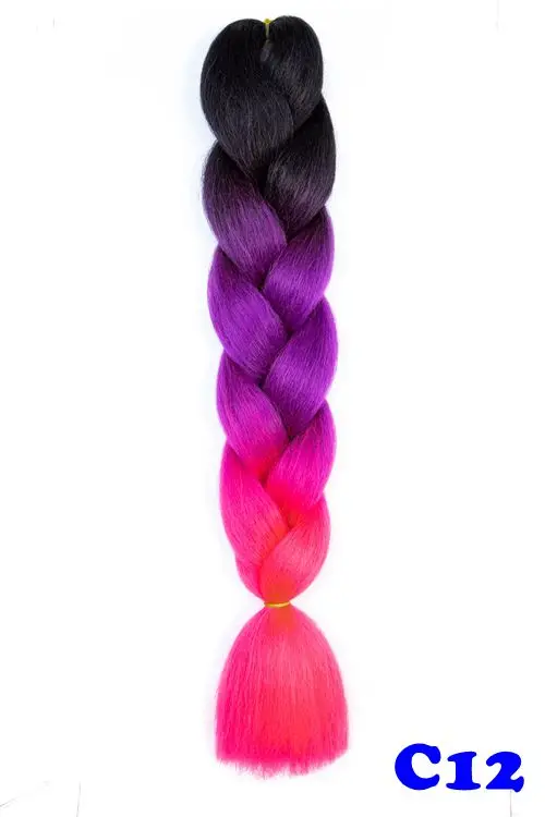 Luxury 24" 60cm Ombre Synthetic Crochet Hair Extensions Jumbo Braids Hairstyles Pink Red Blue Braiding Hair - Цвет: 4/613