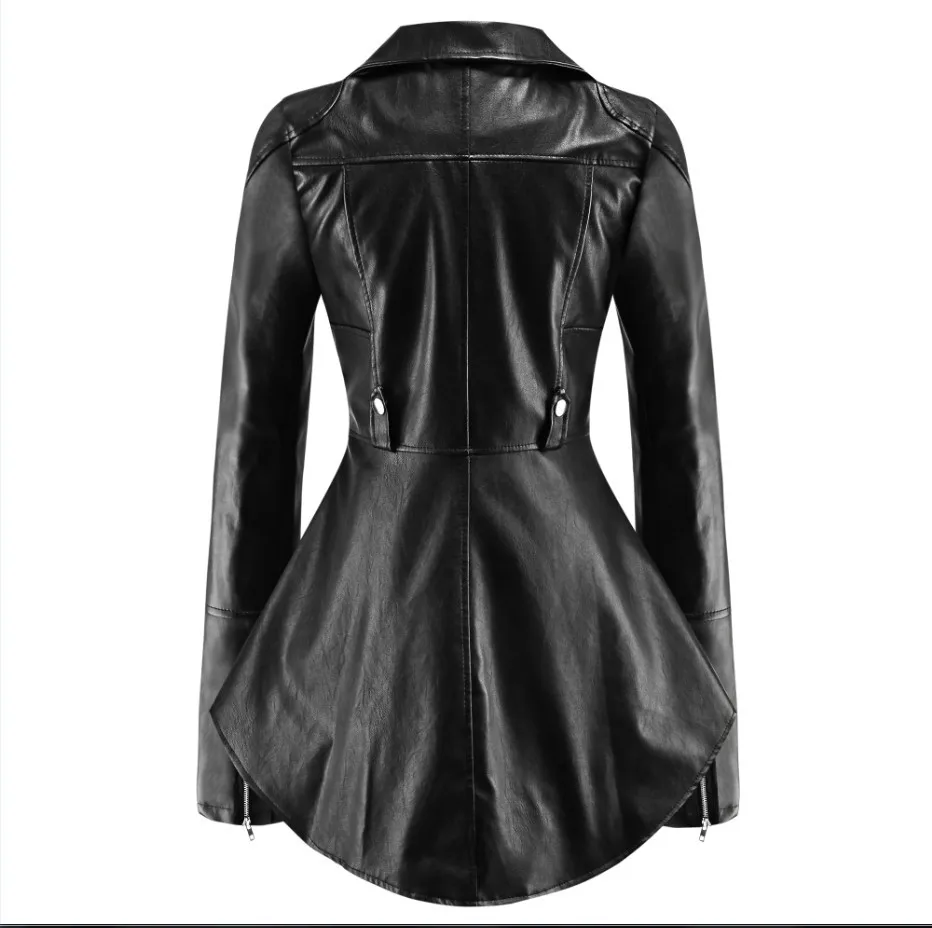 Популярное пальто из искусственной кожи в готическом стиле, женские зимние модные мотоциклетные черные пальто из искусственной кожи, трендовая куртка