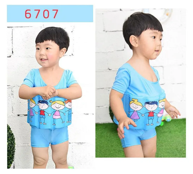 2017 Brand New Quick-drying Kids Buoyant Swimsuit Baby Boy& Baby Girls Siamese Floating Body Swimsuit Removable Float Swimwear16