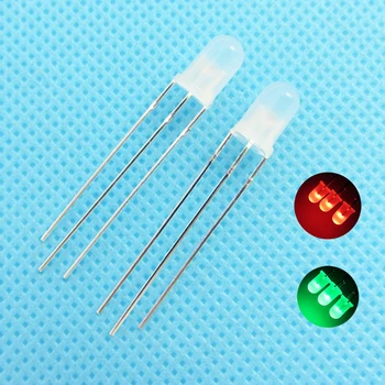 

5mm LED Bi-Color Diffused Common Anode Round Light Emitting Diode Dual Red Emerald-Green Foggy Two Plug-in DIY Kit 10 pcs /lot