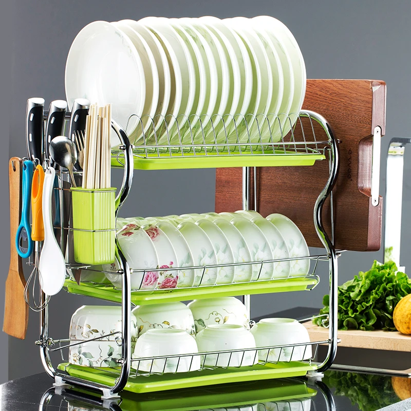 

Three-storey Kitchen Shelf, Two-storey Drainage Bowl And Dish Rack, Chopsticks Drainage Rack, Bowl Rack, Shelf, Bowl And Dish Ar