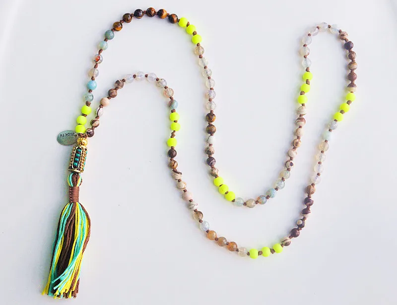 

2016 fashion jacktu 6mm beads tiger eyes nepal long fashion neccklace