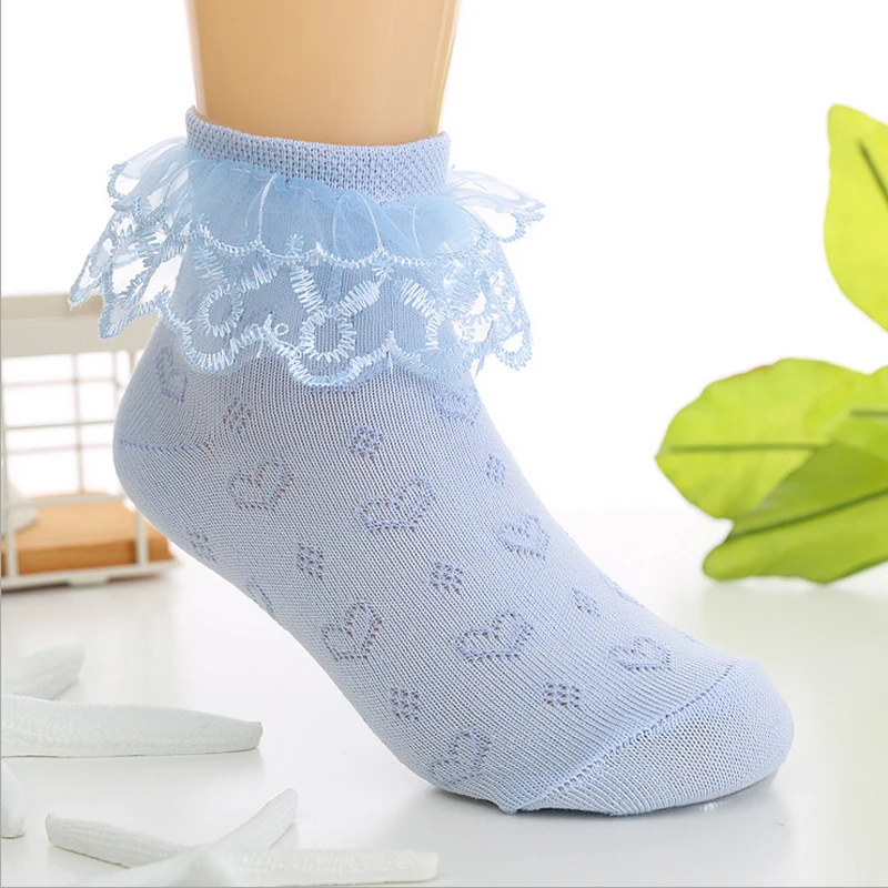 4pairs/lot summer baby girls kids toddler white pink lace ruffle princess mesh socks children thin breathable short ankle sock