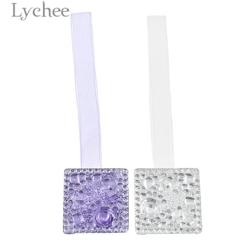 

Lychee 1 PC Square Shaped Curtain Buckles Modern Purple Silver Color Magnetic Curtain Holder Curtain Accessories Home Decoration