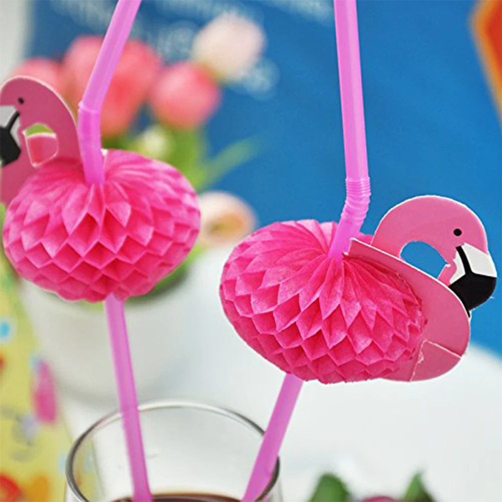 20 шт. DIY трубочка Фламинго Бенди гибкие пластиковые соломинки для питья детей
