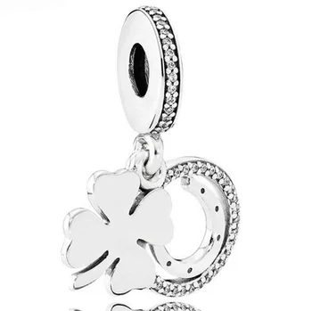 

Hot Sale Silver Color Crystal Pendant Beads Hollow U Lucky Clover Beads Charm Fit Pandora Bracelets & Bangles for Women DIY Gift