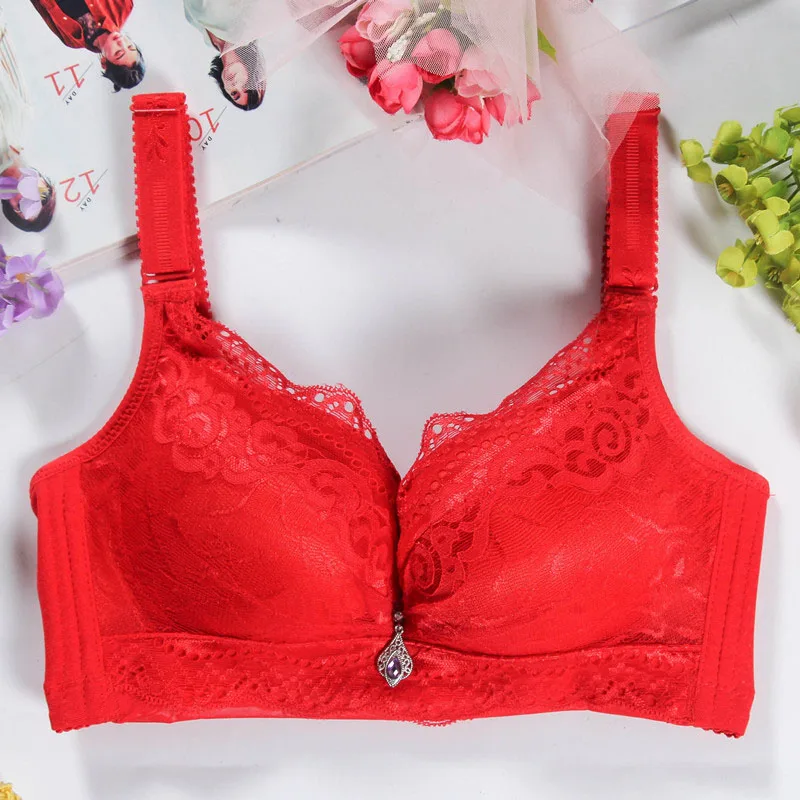 Lady Sexy Lace Bra Wire Free Back Closure Underwear Seamless Push Up Bralette (5)