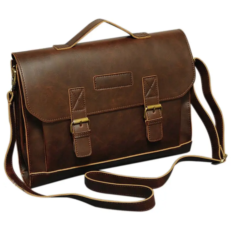 Новая мода, высокое качество, повседневные мужские кожаные сумки через плечо, Бизнес Портфель для работы, сумка для ноутбука, коричневая сумка
